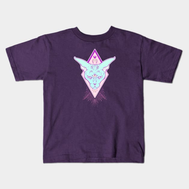 Magic Sphynx Cat With Third Eye Kids T-Shirt by cellsdividing